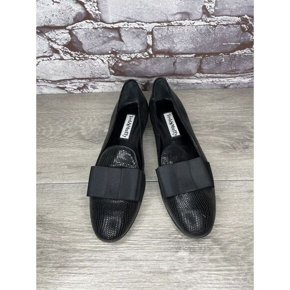 Ted & Muffy Black Leather Bow Slip On Heel Pump Shoes Women’s Sz 36EU/6M US - Picture 9 of 16